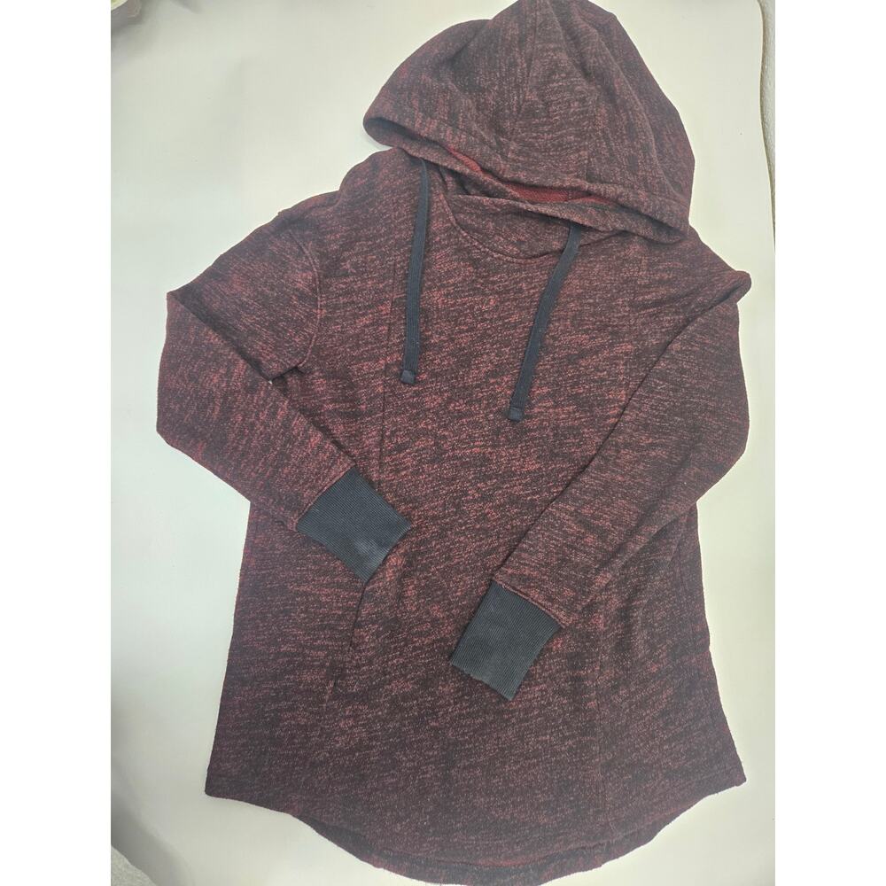 Mossimo Womens Small Dark Red Black Speckled Hooded Sweatshirt Drawstring